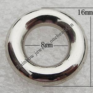 Jewelry findings, CCB Plastic Donut Platina Plated, O:16mm I:8mm, Sold by Bag