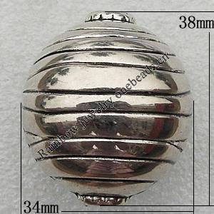Jewelry findings, CCB Plastic Beads Antique Silver, Lantern 38x34mm Hole:5mm, Sold by Bag