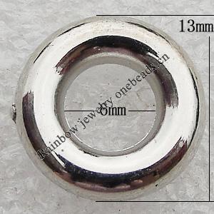 Jewelry findings, CCB Plastic Donut Platina Plated, O:13mm I:6mm, Sold by Bag