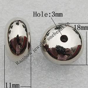 Jewelry findings, CCB Plastic Beads Platina Plated, Rondelle 18x11mm Hole:3mm, Sold by Bag