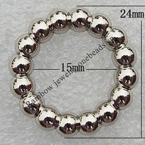 Jewelry findings, CCB Plastic Donut Platina Plated, O:24mm I:15mm, Sold by Bag