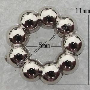 Jewelry findings, CCB Plastic Donut Platina Plated, O:11mm I:5mm, Sold by Bag
