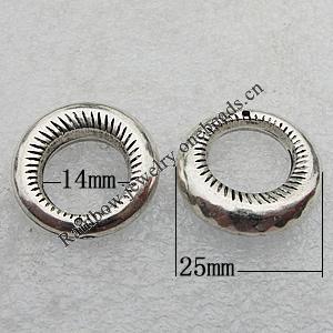 Jewelry findings, CCB Plastic Donut Antique Silver, O:25mm I:14mm Hole:1mm, Sold by Bag