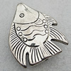 Jewelry findings, CCB Plastic Beads Antique Silver, Fish 38x32mm Hole:2mm, Sold by Bag