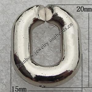 Jewelry findings, CCB Plastic Donut Platina Plated, 20x15mm, Sold by Bag