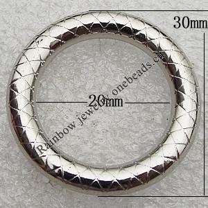 Jewelry findings, CCB Plastic Donut Platina Plated, O:30mm I:20mm, Sold by Bag