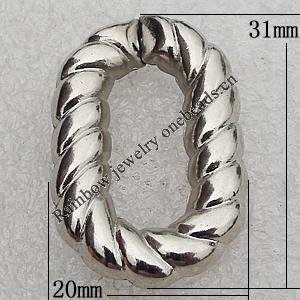Jewelry findings, CCB Plastic Donut Platina Plated, 31x20mm, Sold by Bag