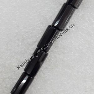 Black Agate Beads, Faceted Tube, 6x16mm, Hole:Approx 1.5mm, Sold per 15.7-inch Strand