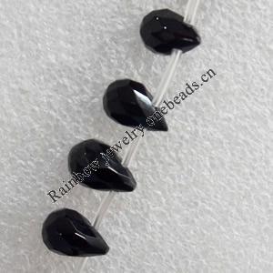 Black Agate Beads, Faceted Teardrop, 8x10mm, Hole:Approx 1.5mm, Sold per 15.7-inch Strand