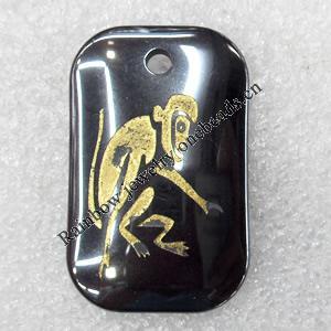 Non-Magnetic Hematite Pendant, The Twelve Warriors, Monkey, 22x35mm, Hole:Approx 2mm, Sold by Bag