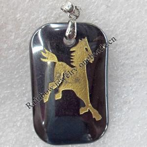 Non-Magnetic Hematite Pendant, The Twelve Warriors, Horse, 22x35mm, Hole:Approx 2mm, Sold by Bag