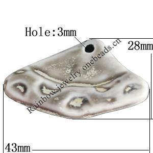 Porcelain Pendants，43x28mm Hole:3mm, Sold by Bag 