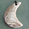 Porcelain Pendants，Moon 37x25mm Hole:3mm, Sold by Bag 