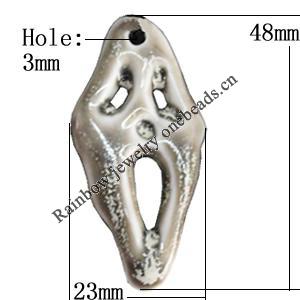 Porcelain Pendants，48x23mm Hole:3mm, Sold by Bag 