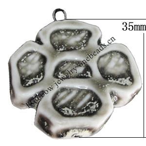 Porcelain Pendants，Flower 35mm, Sold by Bag 