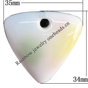 Porcelain Pendants，Triangle 35x34mm Hole:4mm, Sold by Bag 