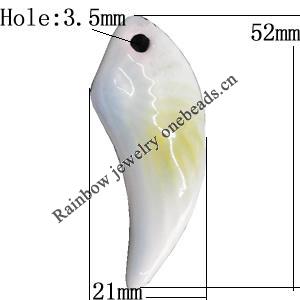 Porcelain Pendants，Wing 52x21mm Hole:3.5mm, Sold by Bag 