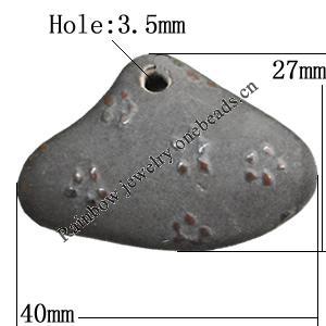 Porcelain Pendants，Nugget 40x27mm Hole:3.5mm, Sold by Bag 