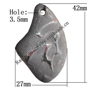 Porcelain Pendants，Nugget 42x27mm Hole:3.5mm, Sold by Bag 