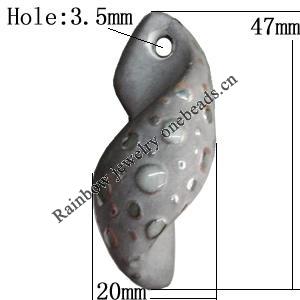 Porcelain Pendants，47x20mm Hole:3.5mm, Sold by Bag 
