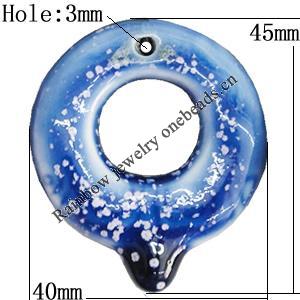 Porcelain Pendants，45x40mm Hole:3mm, Sold by Bag 