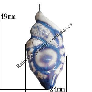 Porcelain Pendants，49x24mm, Sold by Bag 