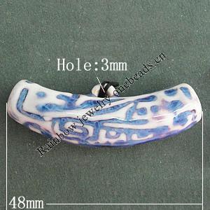 Porcelain Pendants，48x12mm Hole:3mm, Sold by Bag 