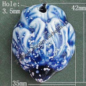 Porcelain Pendants，42x35mm Hole:3.5mm, Sold by Bag 