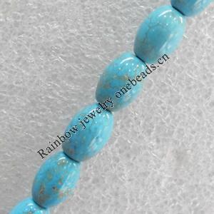 Turquoise Beads，Oval, 8x12mm, Hole:Approx 1mm, Sold per 15.7-inch Strand