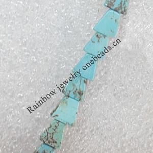 Turquoise Beads，Trapezium, 6x7mm, Hole:Approx 1mm, Sold per 15.7-inch Strand