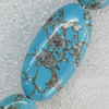 Turquoise Beads，Flat Oval, 15x30mm, Hole:Approx 1mm, Sold per 15.7-inch Strand