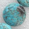 Turquoise Beads，Flat Round, 20x6mm, Hole:Approx 1mm, Sold per 15.7-inch Strand