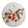 Porcelain Pendants，Flat Round 44mm Hole:3.5mm, Sold by Bag 