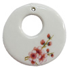 Porcelain Pendants，Flat Round 46mm Hole:3.5mm, Sold by Bag 