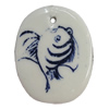 Porcelain Pendants，Flat Oval 46x37mm Hole:3.5mm, Sold by Bag 