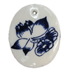 Porcelain Pendants，Flat Oval 46x37mm Hole:3.5mm, Sold by Bag 