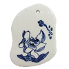 Porcelain Pendants，Nugget 62x46mm Hole:3.5mm, Sold by Bag 