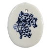 Porcelain Pendants，Flat Oval 46x37mm Hole:3.5mm, Sold by Bag 