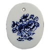 Porcelain Pendants，Flat Oval 46x37mm Hole:3.5mm, Sold by Bag 