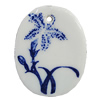 Porcelain Pendants，Flat Oval 46x37mm Hole:3.5mm, Sold by Bag 