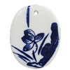 Porcelain Pendants，Flat Oval 46x37mm Hole:3.5mm, Sold by Bag 