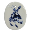 Porcelain Pendants，Flat Oval 46x37mm Hole:3.5mm, Sold by Bag 