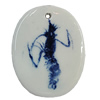 Porcelain Pendants，Flat Oval 46x37mm Hole:3.5mm, Sold by Bag 