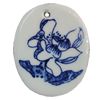 Porcelain Pendants，Flat Oval 46x37mm Hole:3.5mm, Sold by Bag 