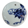 Porcelain Pendants，Flat Round 52mm Hole:3.5mm, Sold by Bag 