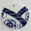 Porcelain Pendants，Flat Round 50mm Hole:3.5mm, Sold by Bag 