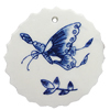 Porcelain Pendants，Flat Round 50mm Hole:3.5mm, Sold by Bag 