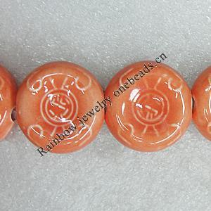 Ceramics Beads, Flat Round 25mm Hole:3mm, Sold by Bag