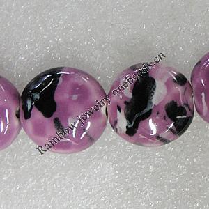 Ceramics Beads, Flat Round 18mm Hole:2mm, Sold by Bag