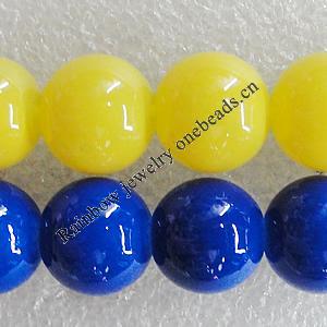 Imitate Gemstone Glass Beads Jade Dyed Beads, Round 8mm Hole:1.5mm, Sold Per 32-Inch Strand